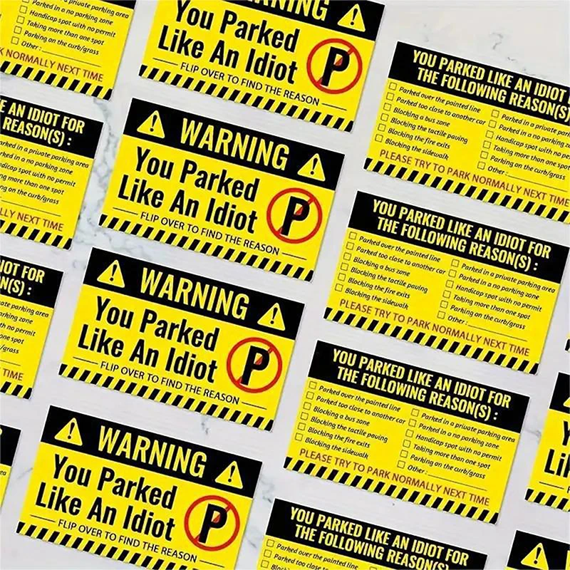 50Pieces Bad Parking Cards You Parked Like An Idiot Funny Cardboard Parking Violation Cards With Multi Violation Reasons