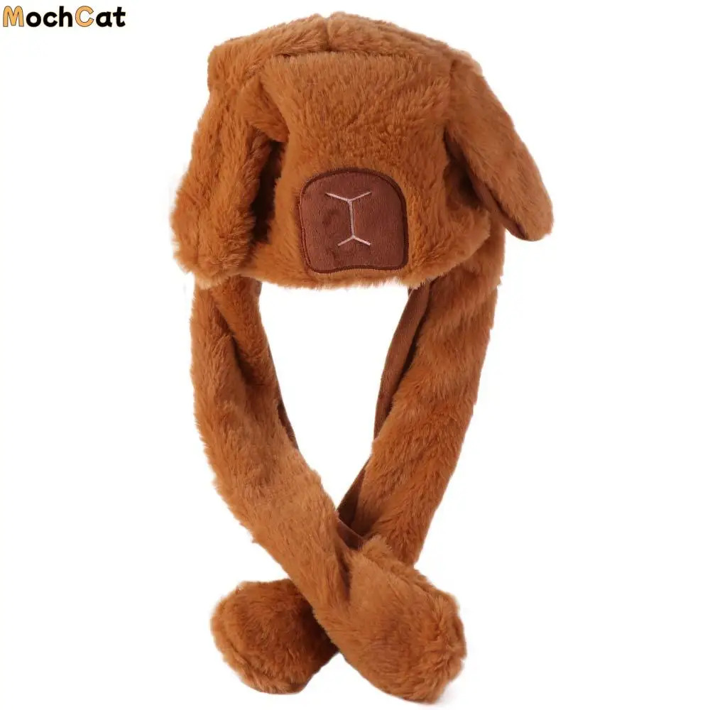 Kawaii كابيبارا القفز حتى قبعة أفخم رقيق الأذن تتحرك قبعة لينة الدافئة أفخم قبعة لعب الاطفال الكبار