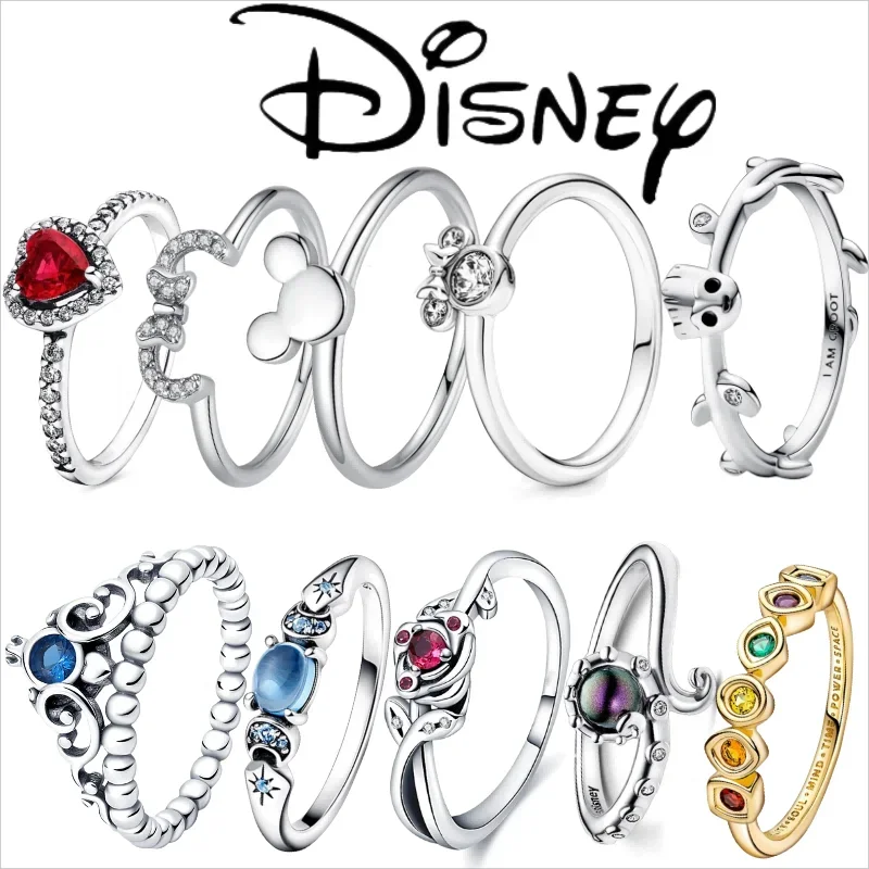 Disney 2024 New  Minnie Mouse Sparkling Princess Flower Daisy Rings Original Festival Jewelry Gift Rings for Women Jewelry