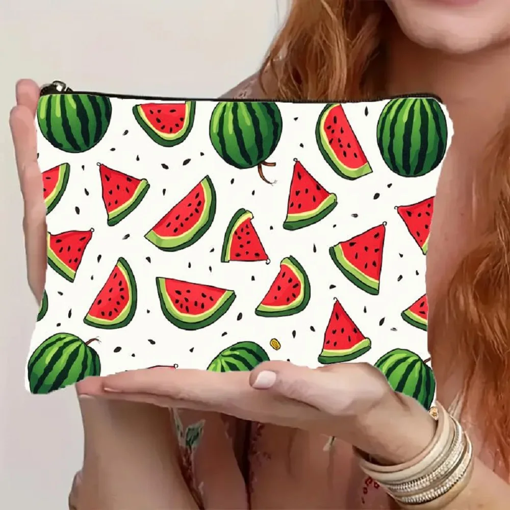 1 Piece Watermelon Design Makeup Bag - Multifunctional Zipper Pouch for Women, Perfect Travel Zipper Storage Bag, Fun Birthday Gift