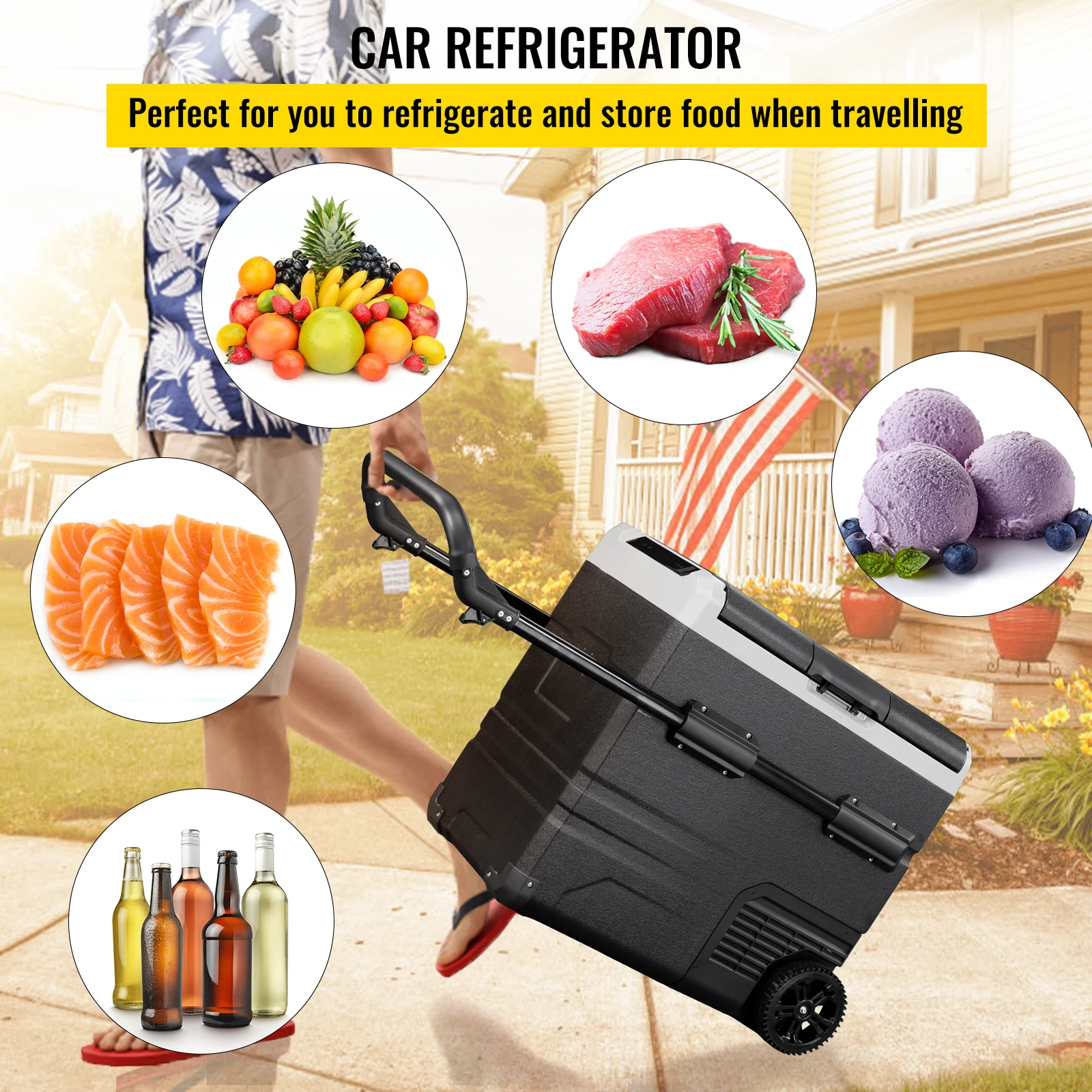 45L 55L 75L 95L Car Refrigerator Portable Compressor Freezer Fridge Dual Zone with APP Control 12V/24V DC 110V for Camping