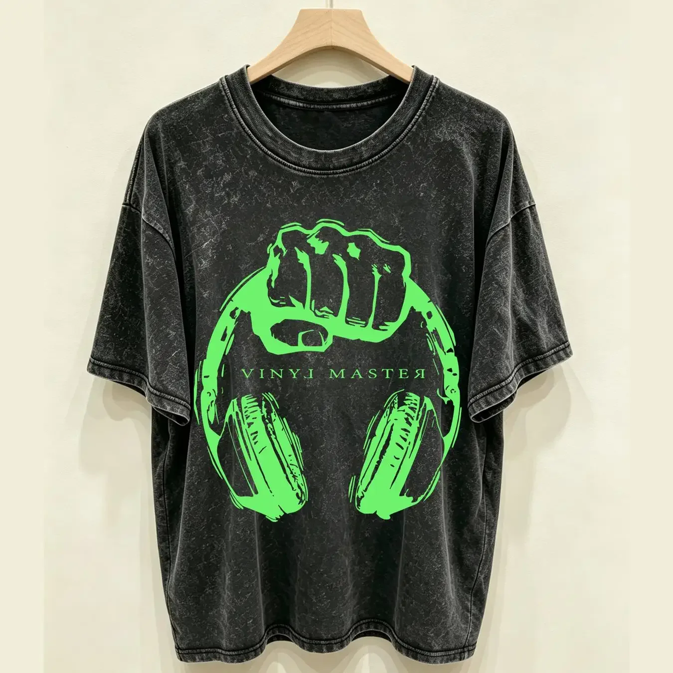 washed T Shirt Headphones Vinyl Master DJ Technics hip hop rap deejay clubbing tee vintage Washed Comfortable Unisex streetwear