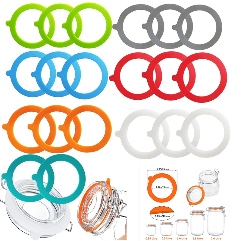 5Pcs Silicone Replacement Gasket Airtight Seals Rings Leak Proof Canning Seals for Glass Clip Top Jars Storage Containers