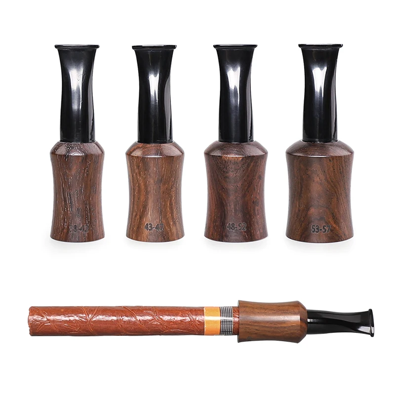 4pcs Ebony Cigar Holder Cigar Mouthpiece Pipe 4 Size Portable Wooden Pipe Washable Cycle for men\'s gift inside diameter=15-23mm