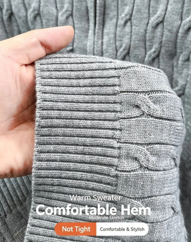Modischer Herren-Pullover, Hochwertige Marke Paul Pony, Winter-Neuheit mit Reißverschluss, Stehkragen, Klassisch Lässiger Jacquard-Strickpullover – Detail 5