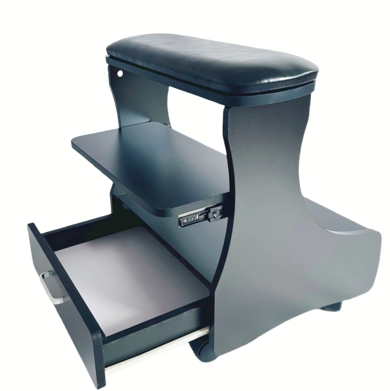 Modern Salon Trolley with Drawer and Movable Footrest
