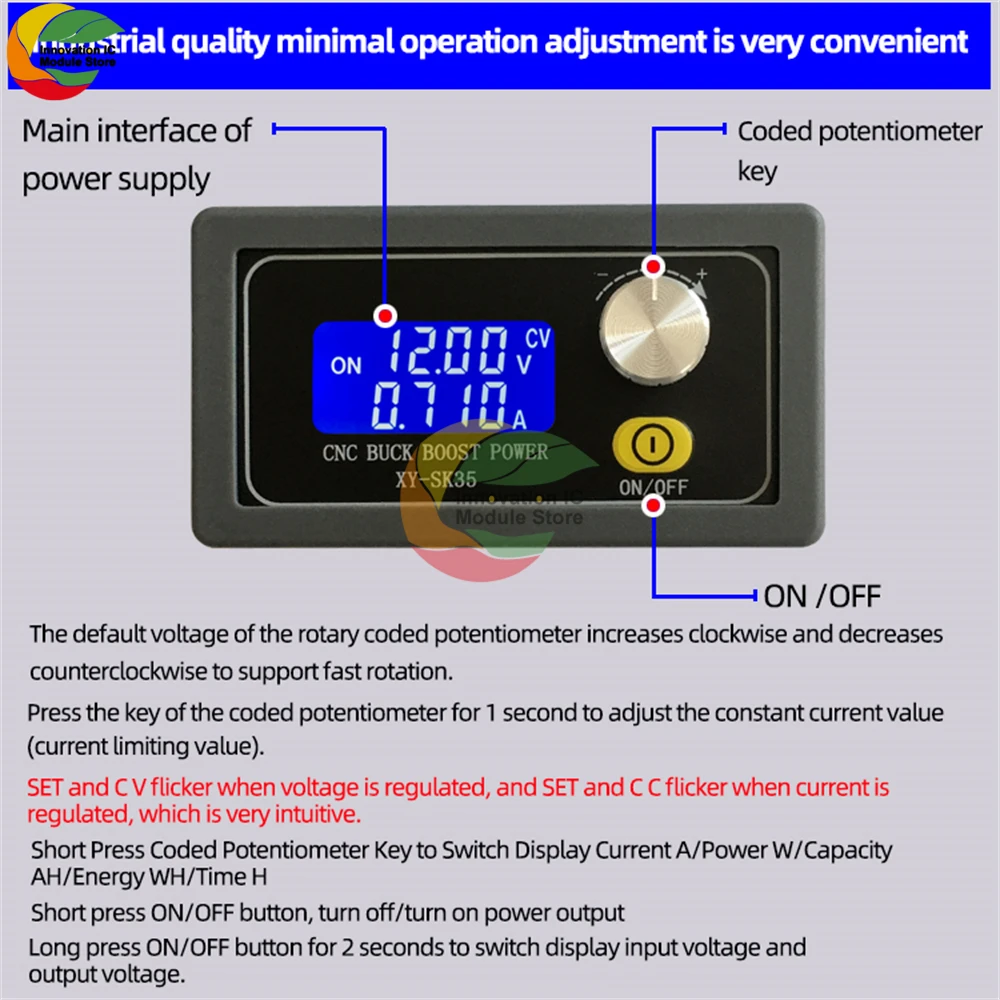 SK35CNC Buck-boost Adjustable DC Voltage Regulator 6-36V 80W Solar Charging Voltage Constant Current Power Supply Module