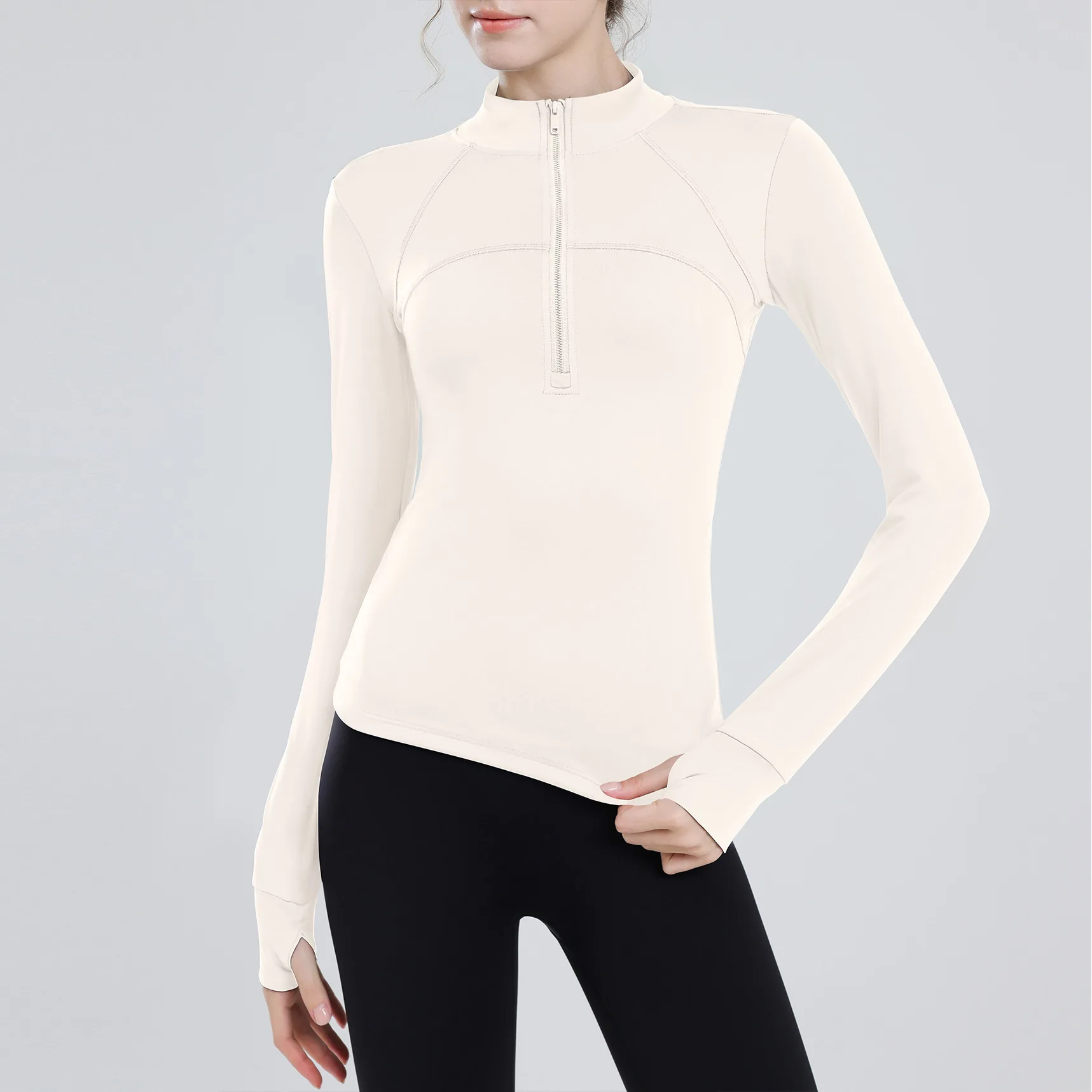 Winter Warm Fleece Yoga Shirts Women's Half Zipper Long Sleeve Quick Dry Outdoor Running Sports T-Shirt Gym Fitness Exercise Top