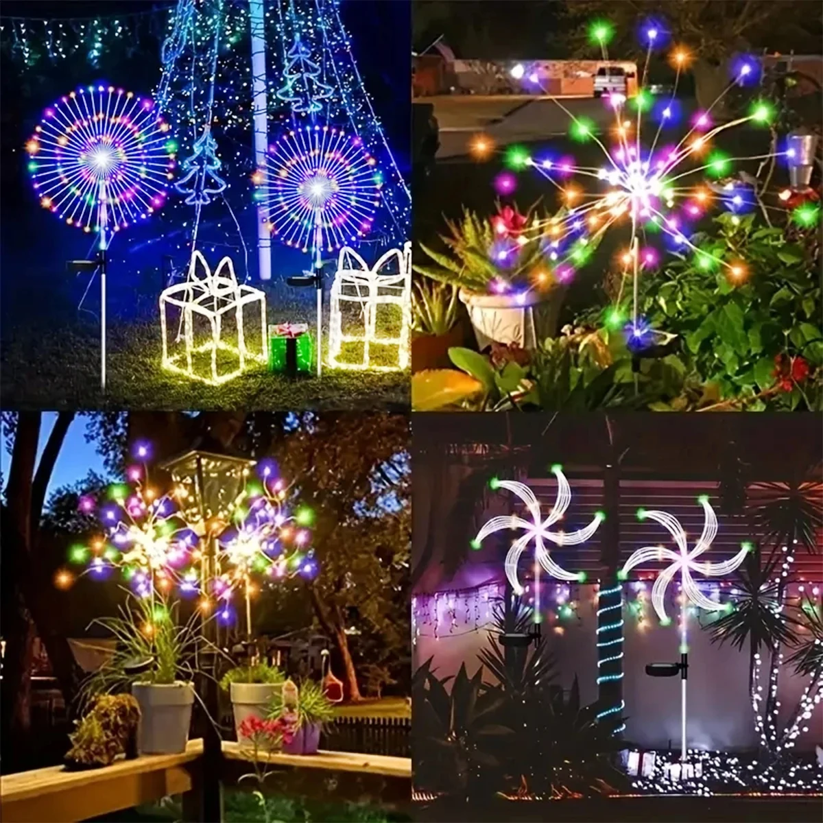 Imagem -06 - Solar Fireworks Lights para Decoração do Jardim Led ao ar Livre Impermeável Lâmpada de Gramado Dente de Leão Super Brilhante 4in 320led