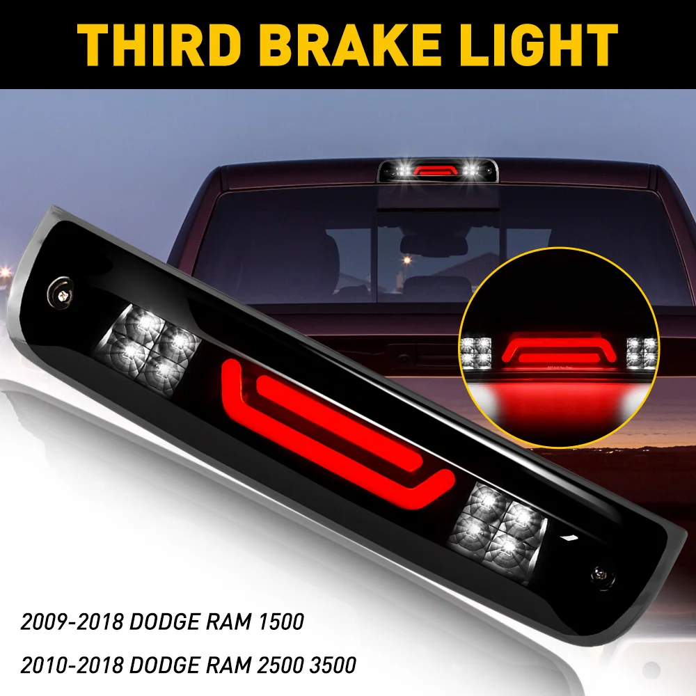 1Pcs LED Third 3rd Smoke Brake Light For Dodge Ram 1500 2500 3500 2009-2018 Car Rear Brake Cargo Lights Red White Accessories