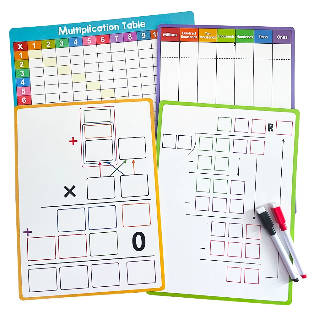 Multiplication and Division Chart, Double-Sided Dry Erase Board, Montessori Mathematical Training Board Students Teaching Aids