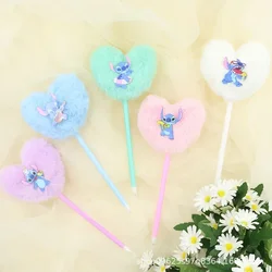 8pcs Disney Stitch gel pen Lilo & Stitch Cartoon Cute plush love hair ball pen creative dopamine girl heart writing tool