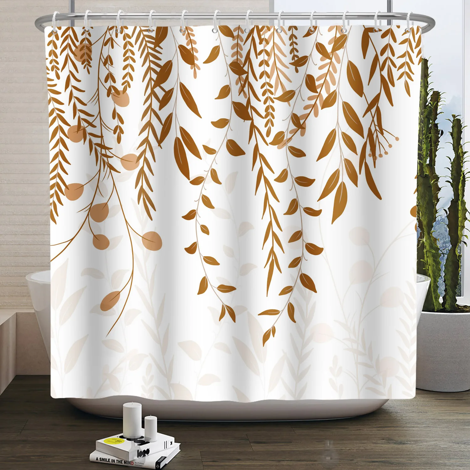 Shower Curtain Colorful Bathroom Curtains Floral Printed Waterproof Washable Modern Curtain with Hooks Home White Shower Curtain