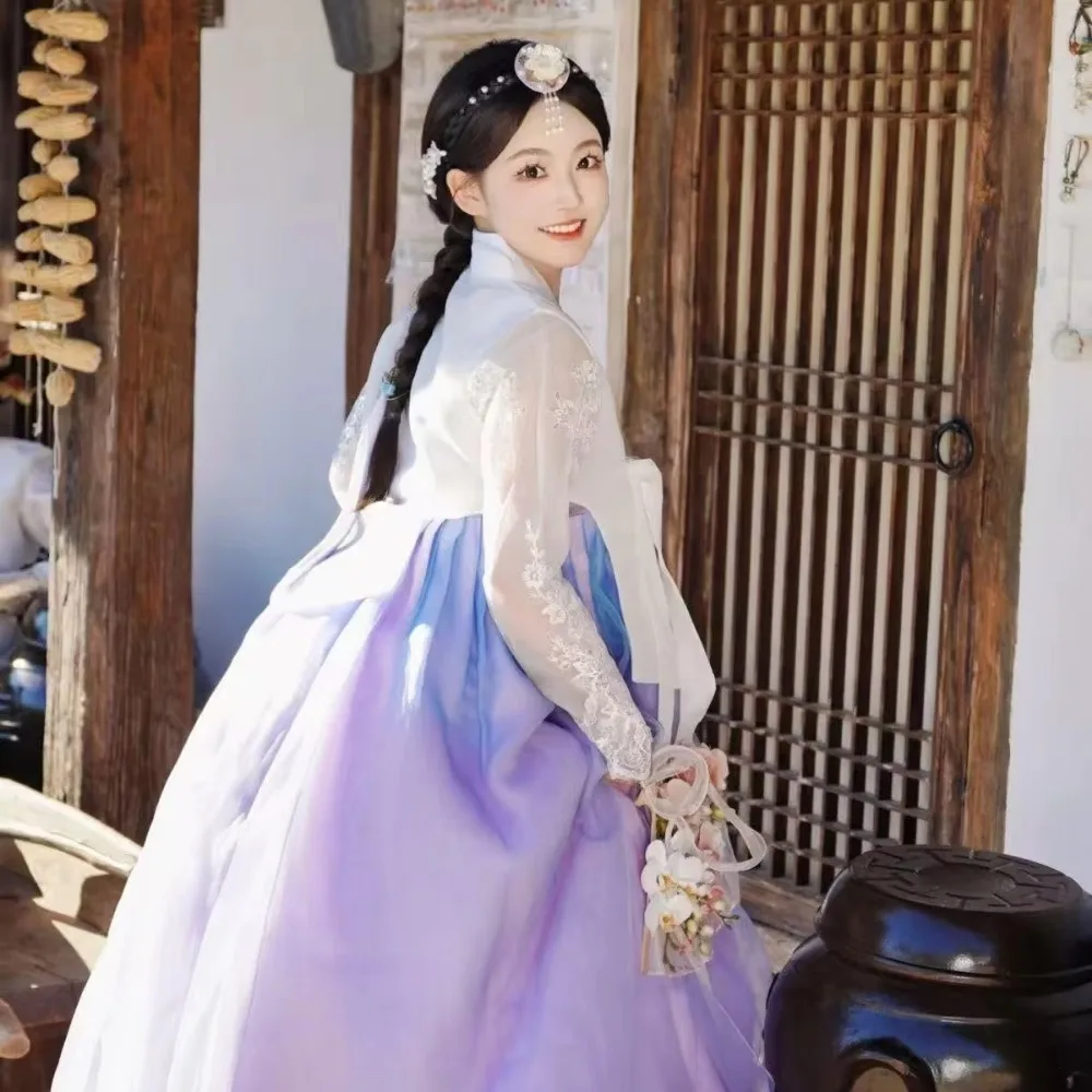 Women's Traditional Korean Clothing Court Style Hanbok Wedding Bride Dress Outfits Performance Costume