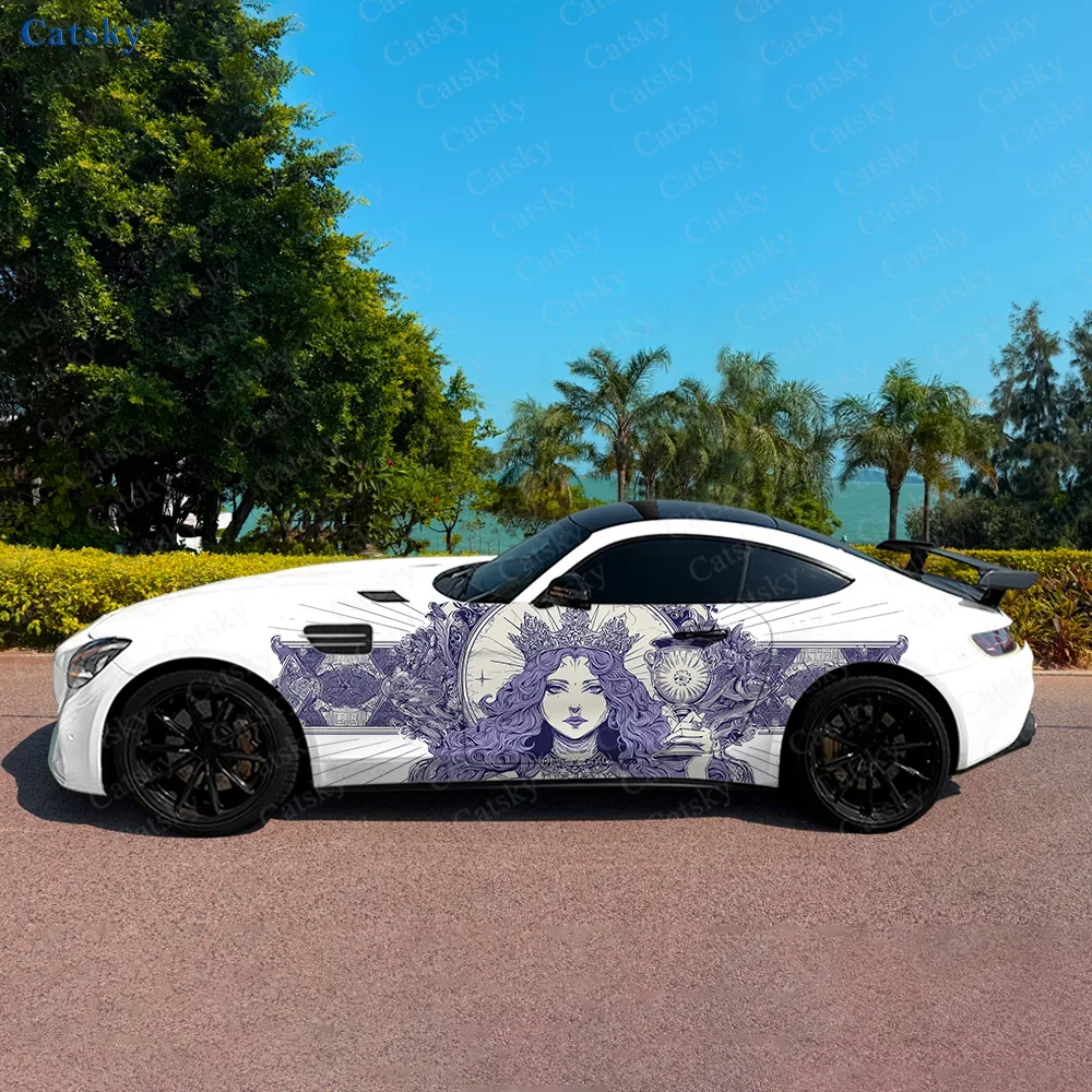 Queen Raising A Glass Car Side Sticker Decoration, PVC Waterproof Scratch Resistant Decal, Car Protection, Auto Accessories Gift