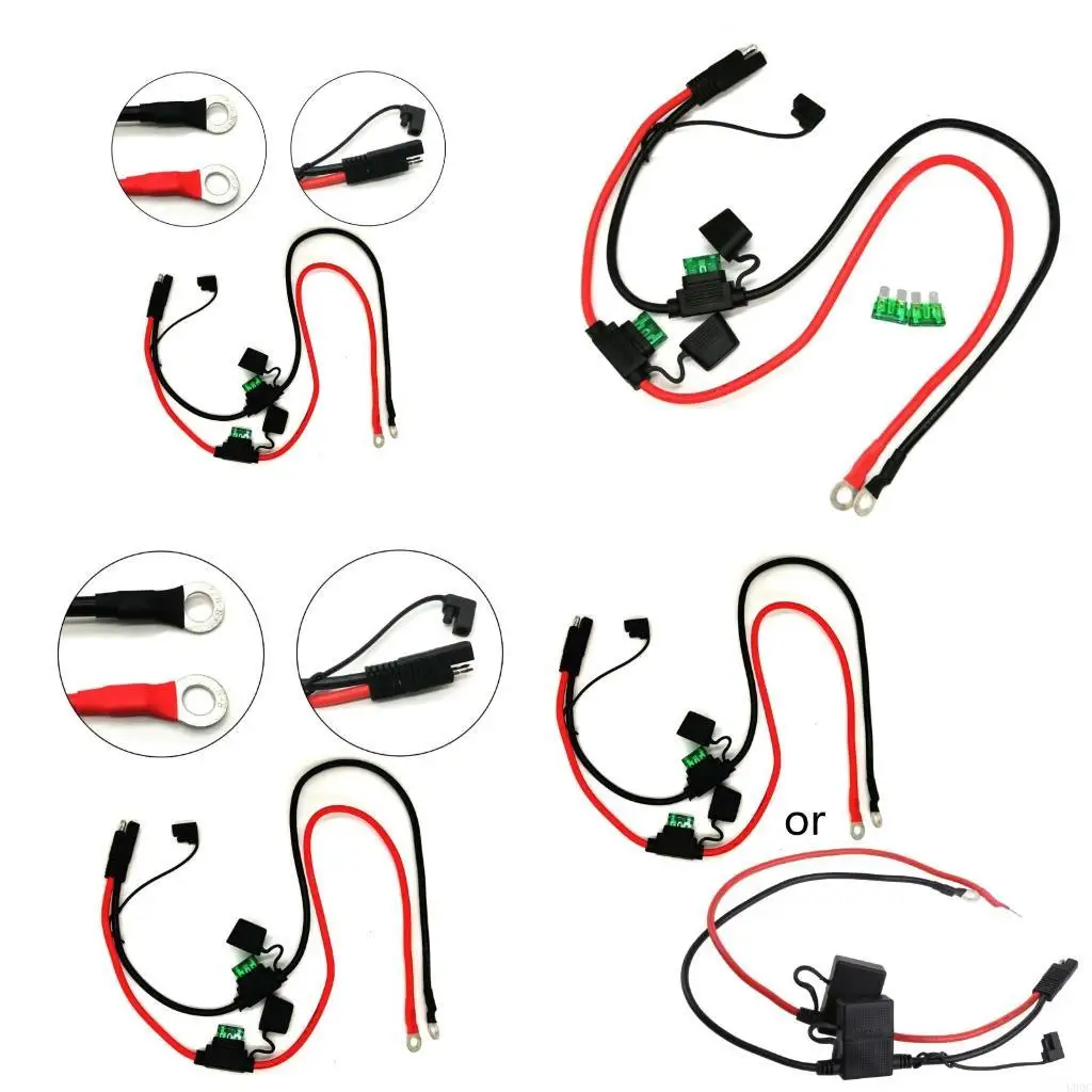 SAE Battery Connector SAE to O Ring Terminal Harness 10AWG 2Pin Extension Cable New