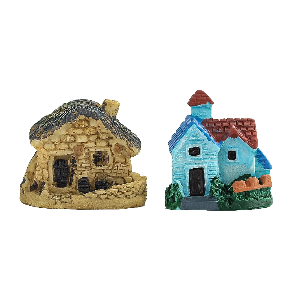 Miniatures Mini Villa Courtyard Apartment Adobe House Resin Ornament Figurines Crafts Tea Pet Paperweight Shopwindow Desk Decor