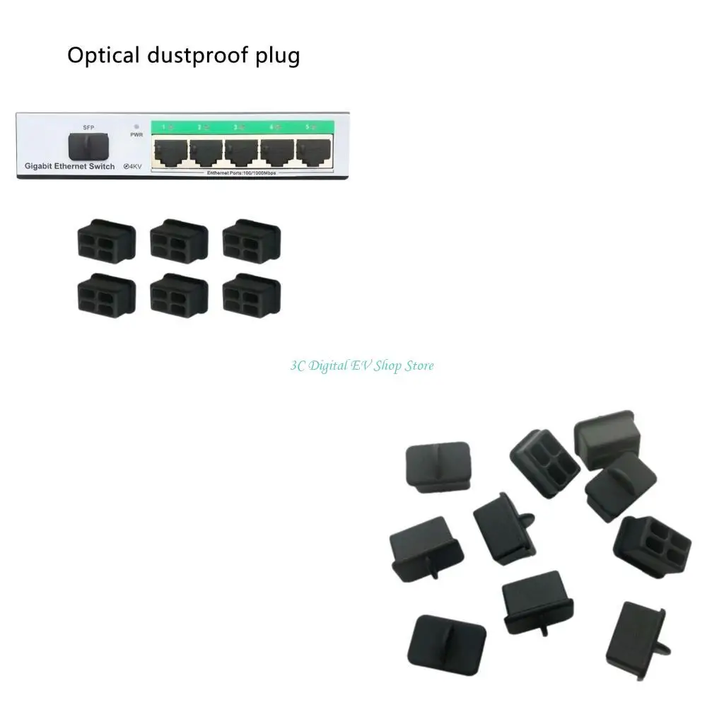 E74D 10Pcs SFP Protective Cover SFP Fiber Module Covers for SFP Optical Interfaces
