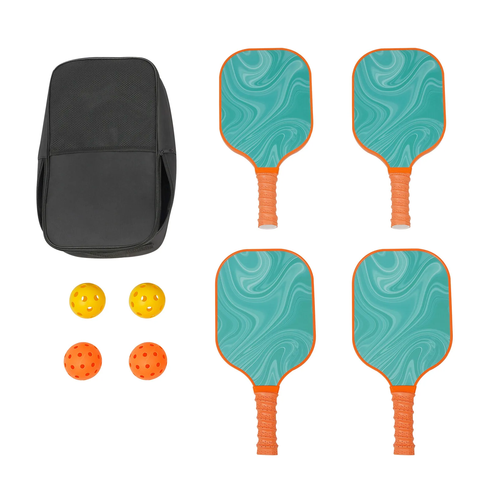 

Pickleball Paddles Set of 4 Rackets 4 Balls for Indoor Outdoor Use with Fiberglass PP Material Wide Surface Non Slip Grip