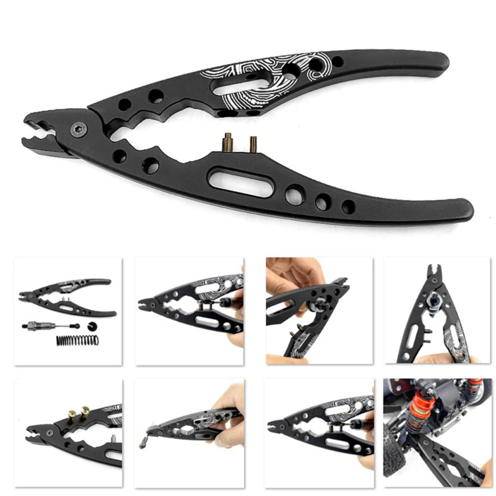 Aluminum Ball Head Clamp Shock Absorber Pliers Ball Nose Pliers Clip Assembly Disassembly Tool For 1/5-1/28 RC Cars Upgrade