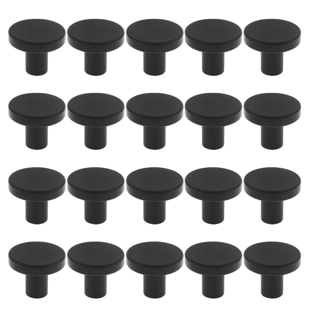 

20 PCS Matte Round Kitchen Cabinet Knobs for Cabinets / Single Hole Black Knobs / Drawers Hardware Round