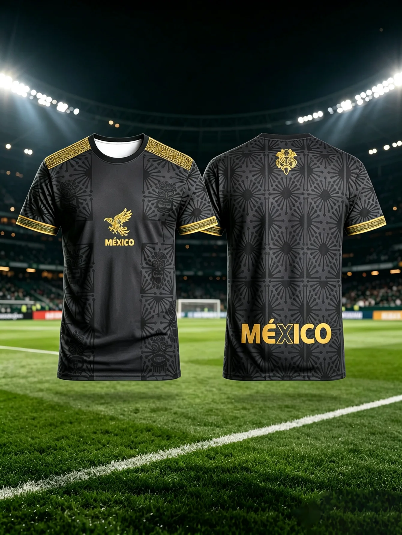 Mexican fan jersey men's quick drying short sleeved retro ethnic style football top in multiple colors