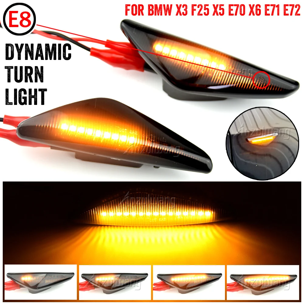 High quality LED Dynamic Side Marker Turn Signal Blinker Flowing Water Blinker Flashing Light For BMW X3 F25 X5 E70 X6 E71 E72