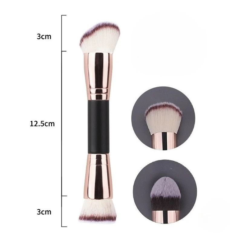Brocha facial de doble punta, 2 uds., polvo de doble cabeza, colorete, contorno y sombra de ojos, corrector, brochas de maquillaje