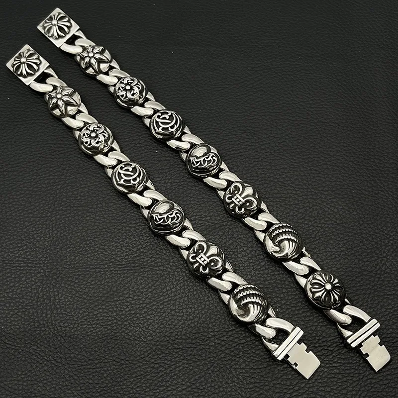 Retro Multi-element Bracelet Classic Trendy Brand Niche Jewelry Does Not Fade Men's Heavy Industry
