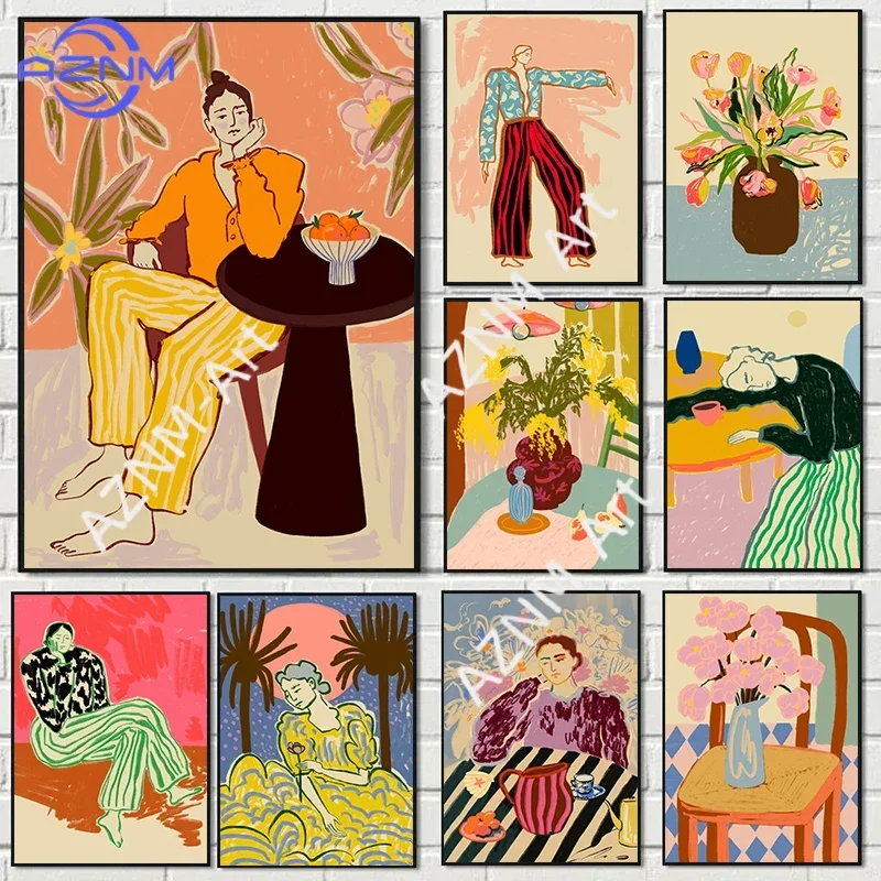 Modernes Abstraktes Frauenfigur-Kunstposter für Wanddekoration Leinwandgemälde Nordischer Stil Heimdekoration