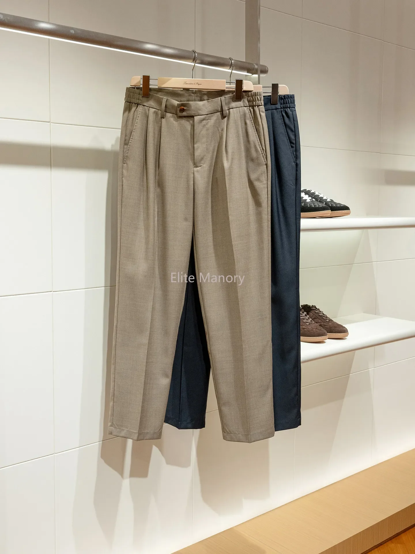 Australia imported machine washable wool fabric, old money style men's casual trousers