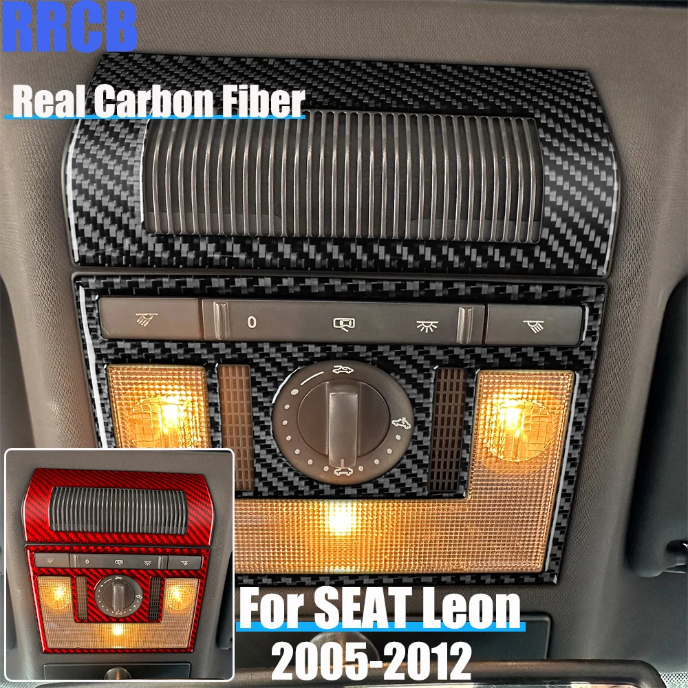 

Real Carbon Fiber Car Accessories Reading Light Soft Cover Sticker For SEAT Leon MK2 2005 2006 2007 2008 2009 2010 2011 2012