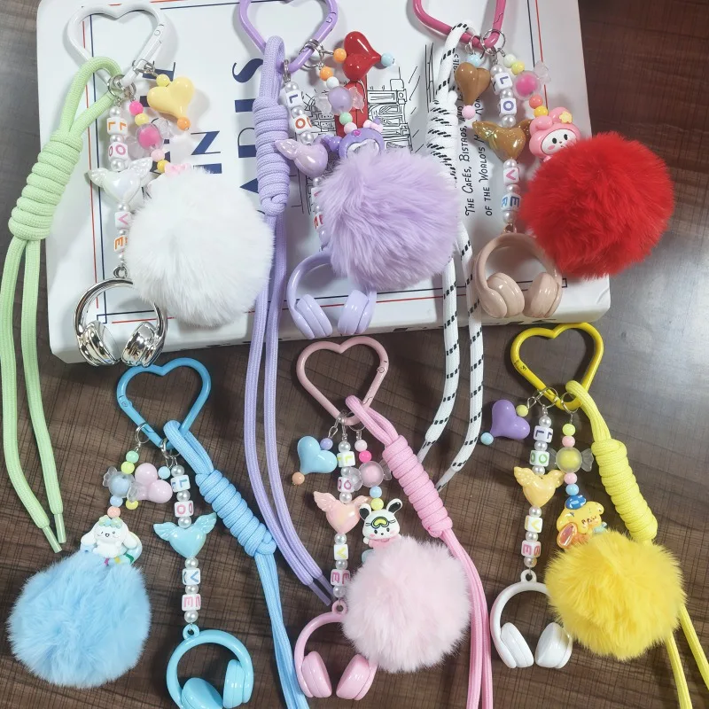 

2025 New Sanrio Phone Chain Kawaii Cinnamoroll Backpack Pendant Cartoon HelloKitty Kuromi Melody Keychain Children's Gift