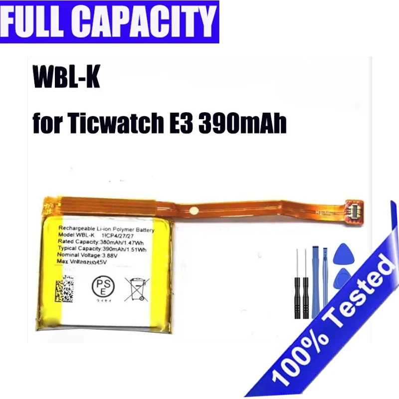 

Brand-New Battery WBL-K For Ticwatch E3 390mAh Smartwatch Rechargeable Bateria