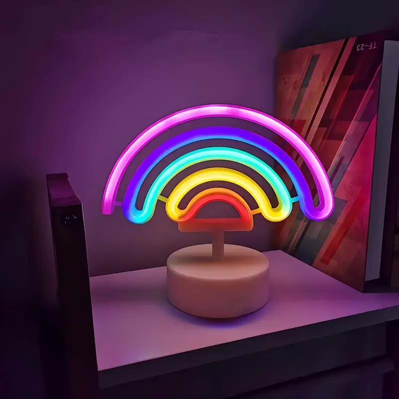 Desktop Night Light Summer Landscape Shape Neon Light Rainbow Room Decoration Restaurant Gift USB or battery-powered LED 06