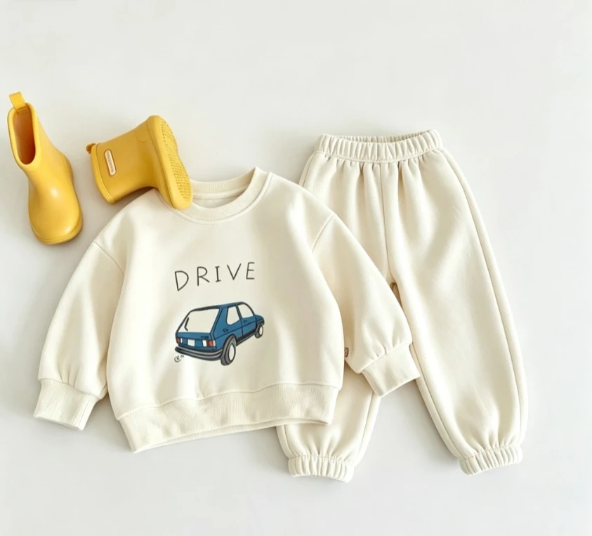Baby Car Themed Tracksuit Set Children Autumn Set Kid Long Sleeve Sweatshirt Top With Casual Bottoms Two Pieces Outfits Clothing