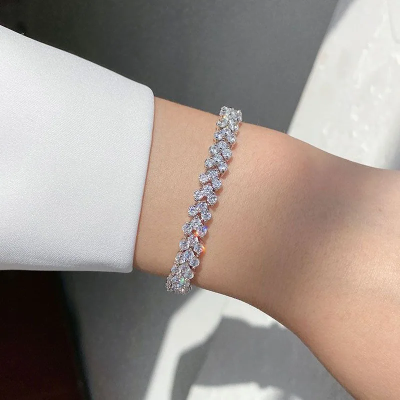 Simulated Moissanite Tennis Bracelet for Women Men 2.5mm Lab Diamond Bangle 925 Sterling Silver Fine Jewelry Pulseiras De Prata
