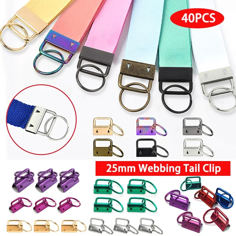 40Pc Metal Cotton Tail Clip with Key Rings Key Fob Hardware Tail Clip Wristlet Keychain Making Hand Craft Bag Wristlets Supplies