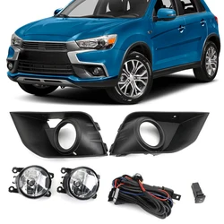 1 Set For Mitsubishi Outlander Sport ASX RVR 2016 2017 2018 Car Front Bumper Fog Lamp Light Wires Switch Cover Frame Bezel Kit