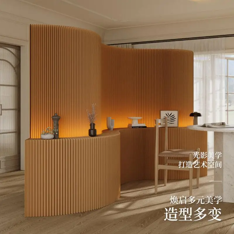 Versatile Folding Paper Room Divider with Ambient Light Eco-Friendly Space Saving Accordion Partition for Tea Room Exhibition