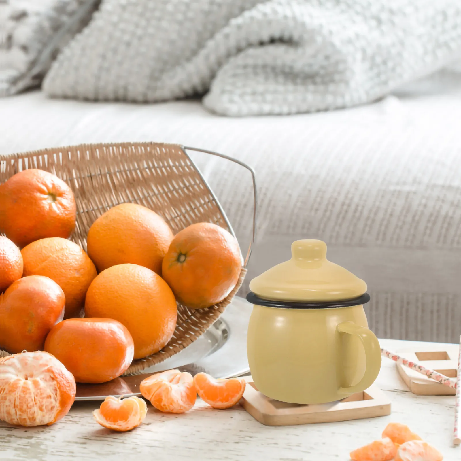 

Эмалированная кружка-тыква, утолщенная, для воды, кофе и чая, для дома и офиса, в ретро-винтажном стиле, с ручкой, портативная