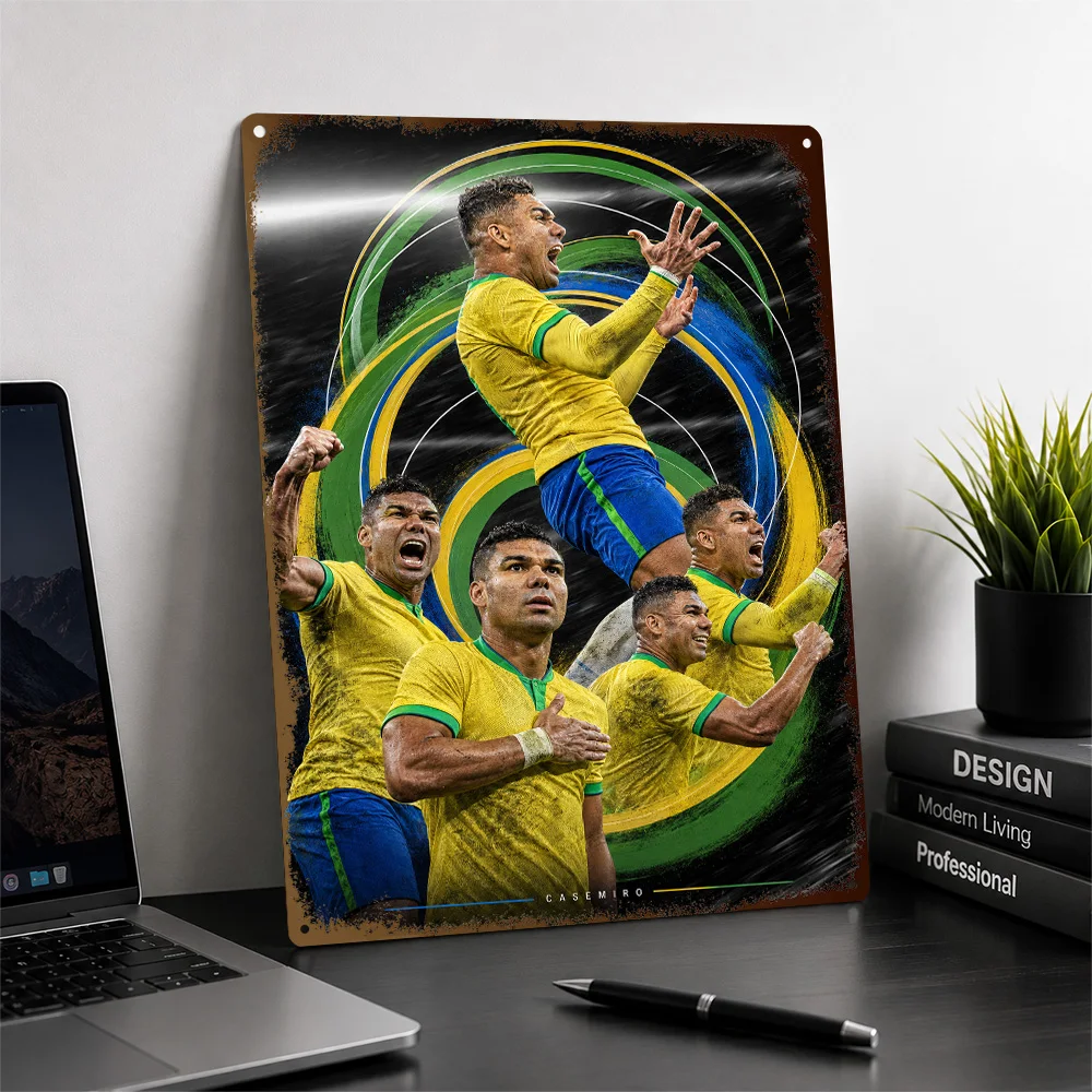 Casemiro Football Aluminum Poster Customized Metal Tin Sign Career Legacy Tribute Wall Art For Supporter Corner And Fan Lounge