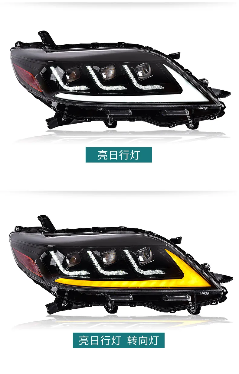 1set car bumper headlamp for Toyota Sienna headlight 2011~2016y ALL IN LED DRL car daytime running light sienna head light