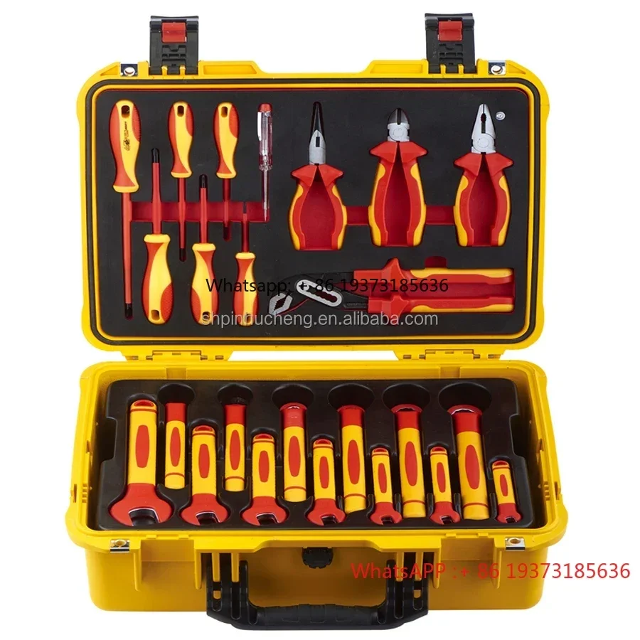 46 Buah Alat Perbaikan Mobil Kunci Pas T Terisolasi VDE 1000V Setelan Kotak Alat Soket Kunci Pas Ujung Terbuka