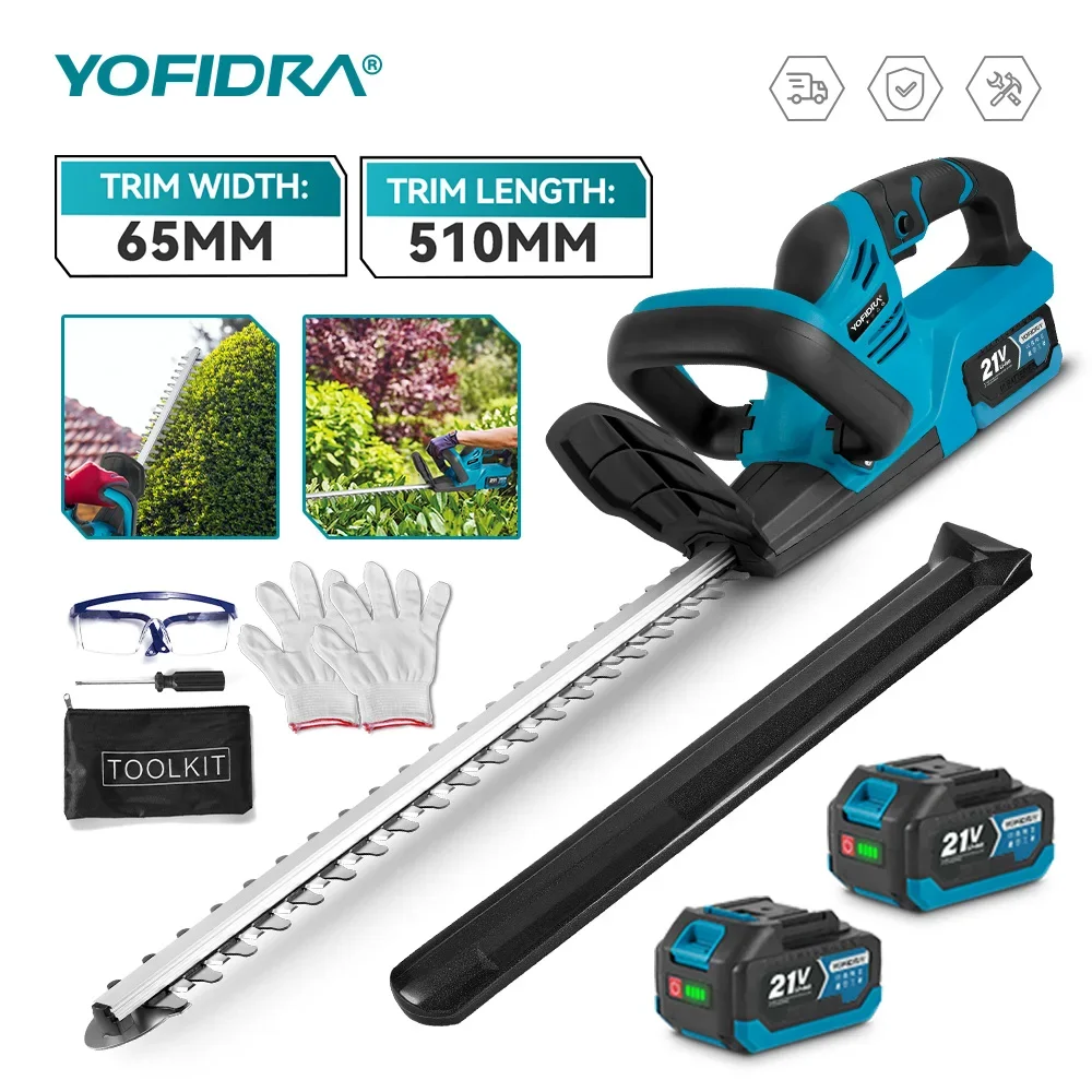 Taille-haie électrique YOFIDRA 2000W 15000 tr/min, tondeuse à gazon, outil de jardinage et d'aménagement paysager, compatible avec batterie Makita.
