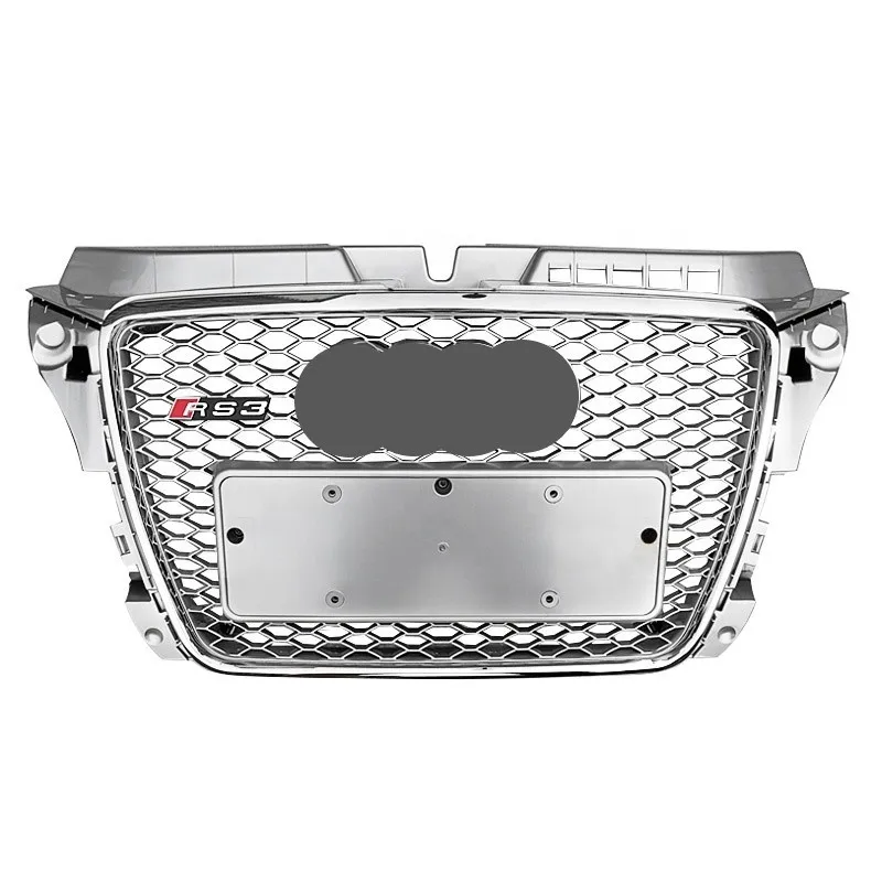 Silvery Honeycomb Front Bumper Grille For 2008-2013 Audi A3 8P Upgrade RS3 Radiator Grille