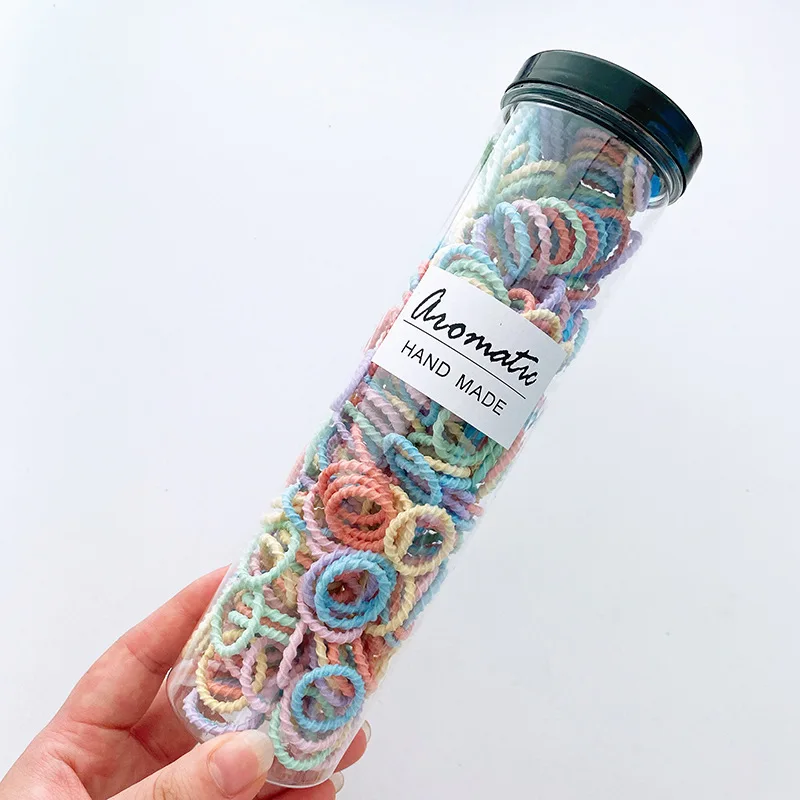 100 Teile/satz Elastische Haarbänder Mädchen Baby Haarschmuck Kind Haarring Kopf Seil Scrunchies Kopfbedeckung Ohne Flaschen – Detail 31