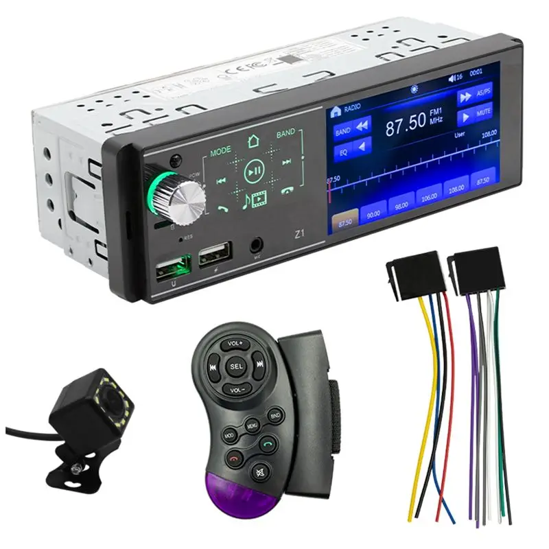

Автомагнитола A19Q-Car Radio Single Din, 4,1-дюймовый сенсорный экран, Bluetooth MP5-плеер, Mirror Link + камера заднего вида, SWC