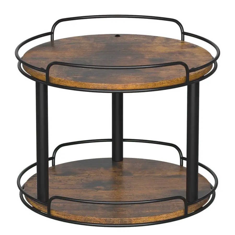 

Вращающийся органайзер-поднос для шкафа 12.2 Wood Lazy Susan, 2-уровневая вращающаяся подставка для специй Lazy Susan для кухни, столешницы, рабочей поверхности