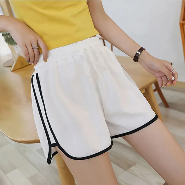 High Waist Sport Shorts Women Loose Casual Yoga Running Wide Leg Home Sleepwear Pants Summer Three-quarter Length Polyester